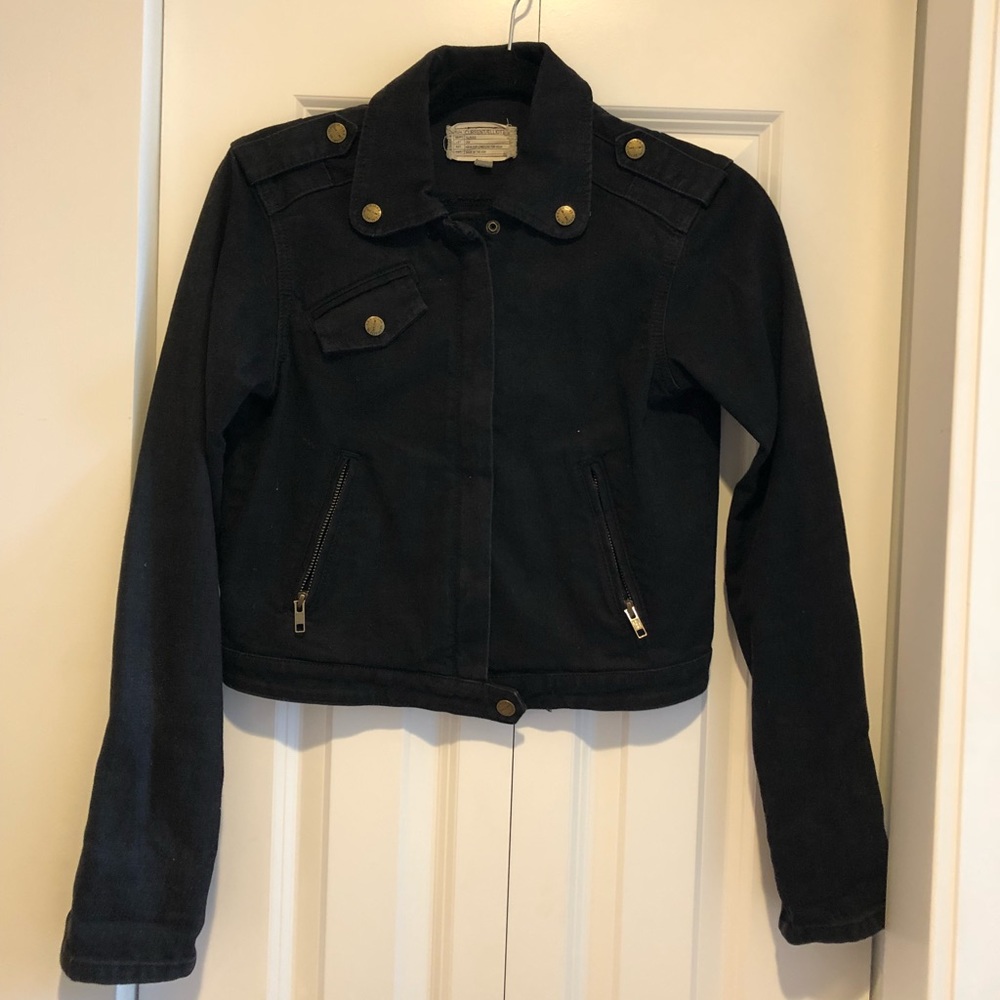 Current/Elliott cropped black denim jacket